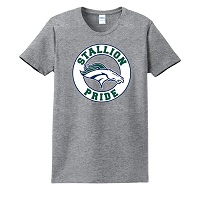 ADULT - Ladies Crewneck Tee (Stallion Pride) - Athletic Heather