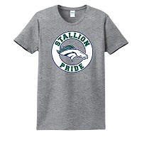 ADULT - Ladies Crewneck Tee (Stallion Pride) - Athletic Heather