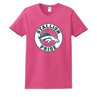 ADULT - Ladies Crewneck Tee (Stallion Pride) - Sangria