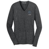 STAFF - Ladies V-Neck Sweater - Charcoal Heather