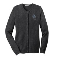 STAFF -  Ladies Jewel-Neck Cardigan - Charcoal Grey